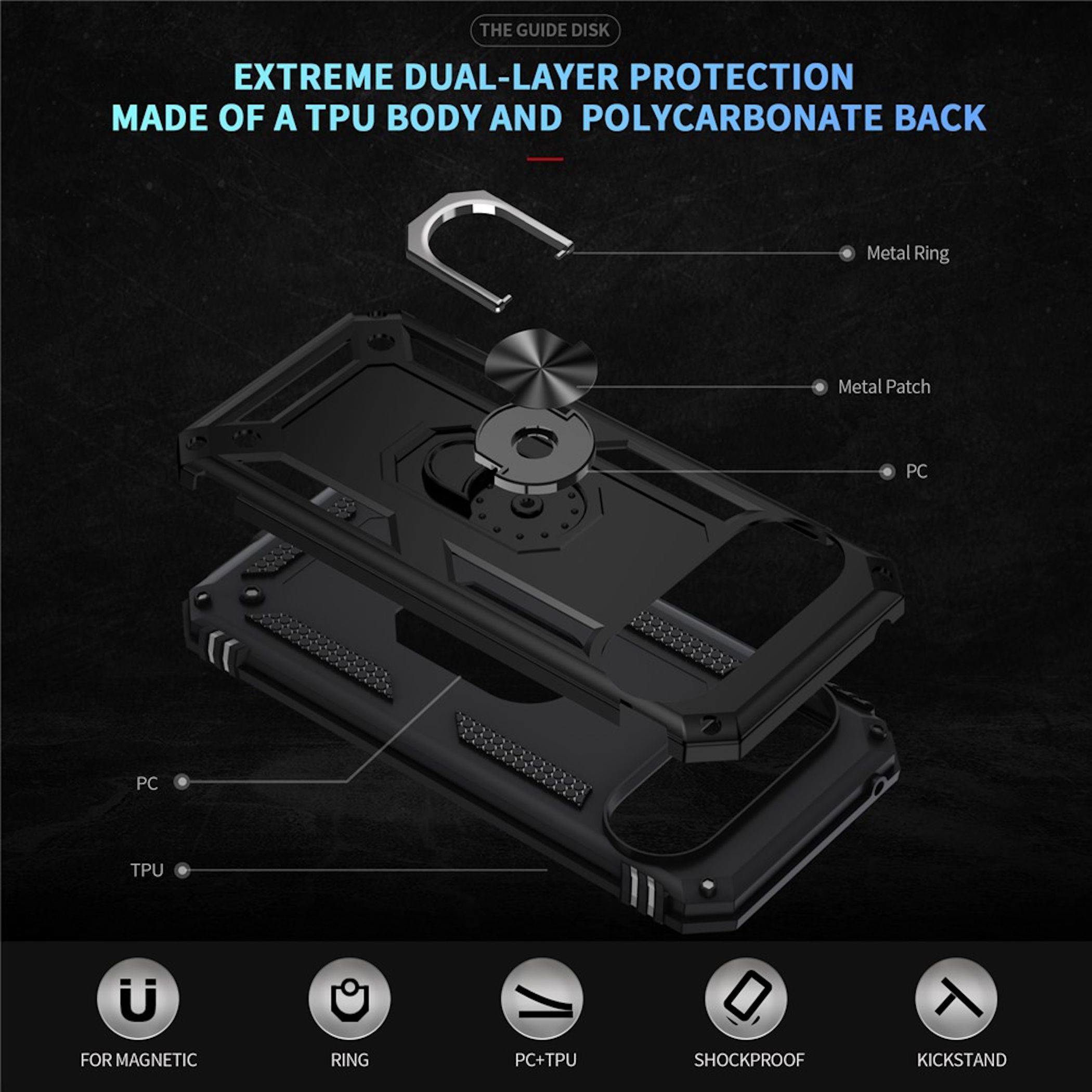 Ringhalter Handyhülle für Google Pixel 11 Pro XL Armor Stoßschutz Schwarz-3