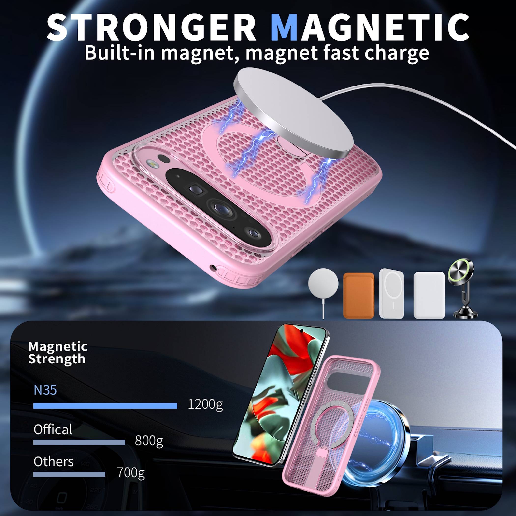 Handyhülle Magnetische Kickstand Silikon für Google Pixel 11 Pro XL TPU / PC-2