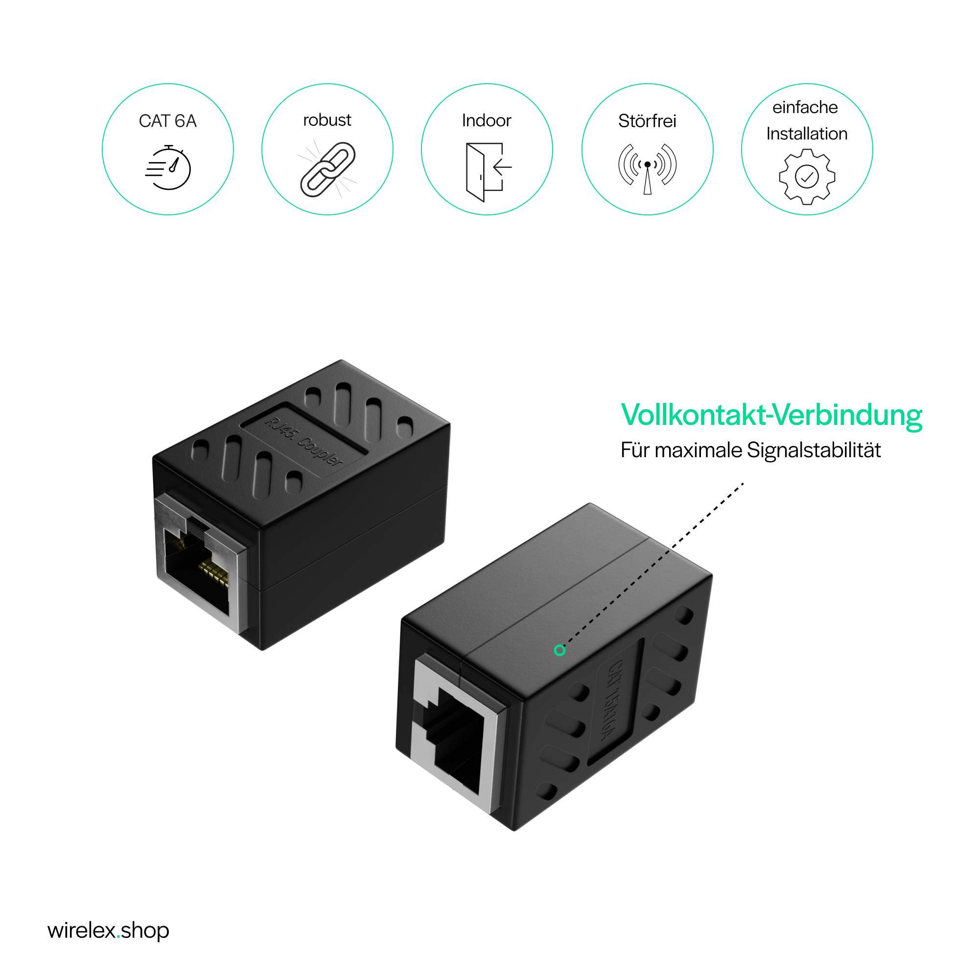 KABELBUDE.EU RJ45-Kabelverbinder CAT 6A RJ45-Buchse auf RJ45-Buchse vollgeschirmt Schwarz-5