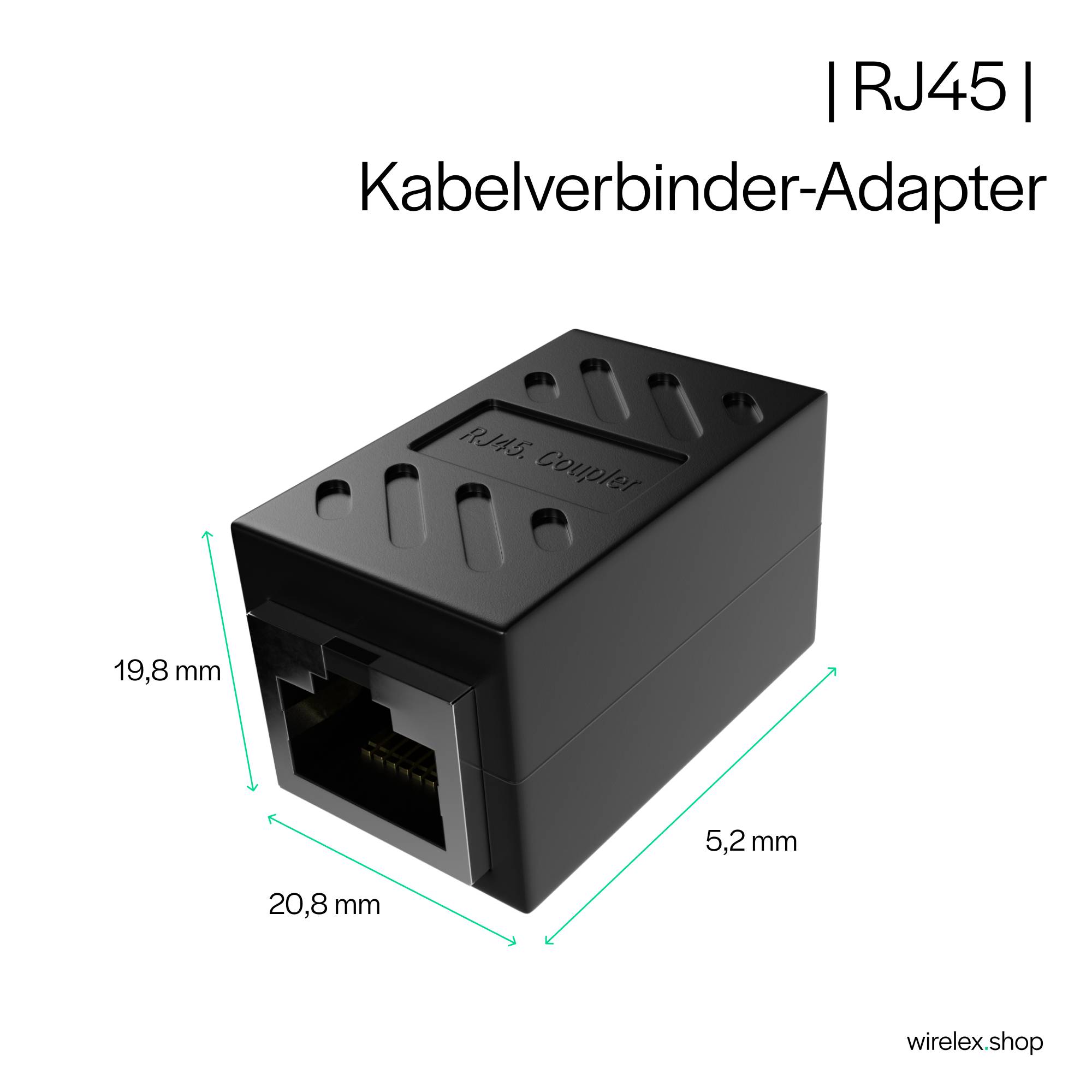 KABELBUDE.EU RJ45-Kabelverbinder CAT 6A RJ45-Buchse auf RJ45-Buchse vollgeschirmt Schwarz-1