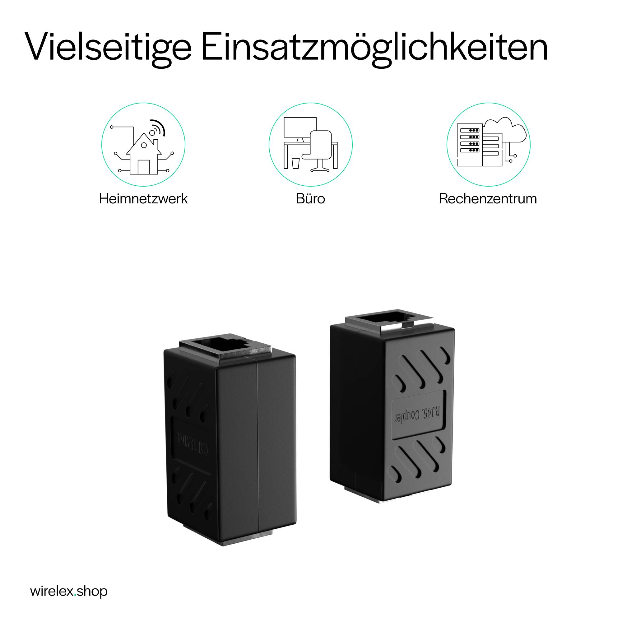 KABELBUDE.EU RJ45-Kabelverbinder CAT 6A RJ45-Buchse auf RJ45-Buchse vollgeschirmt Schwarz-3