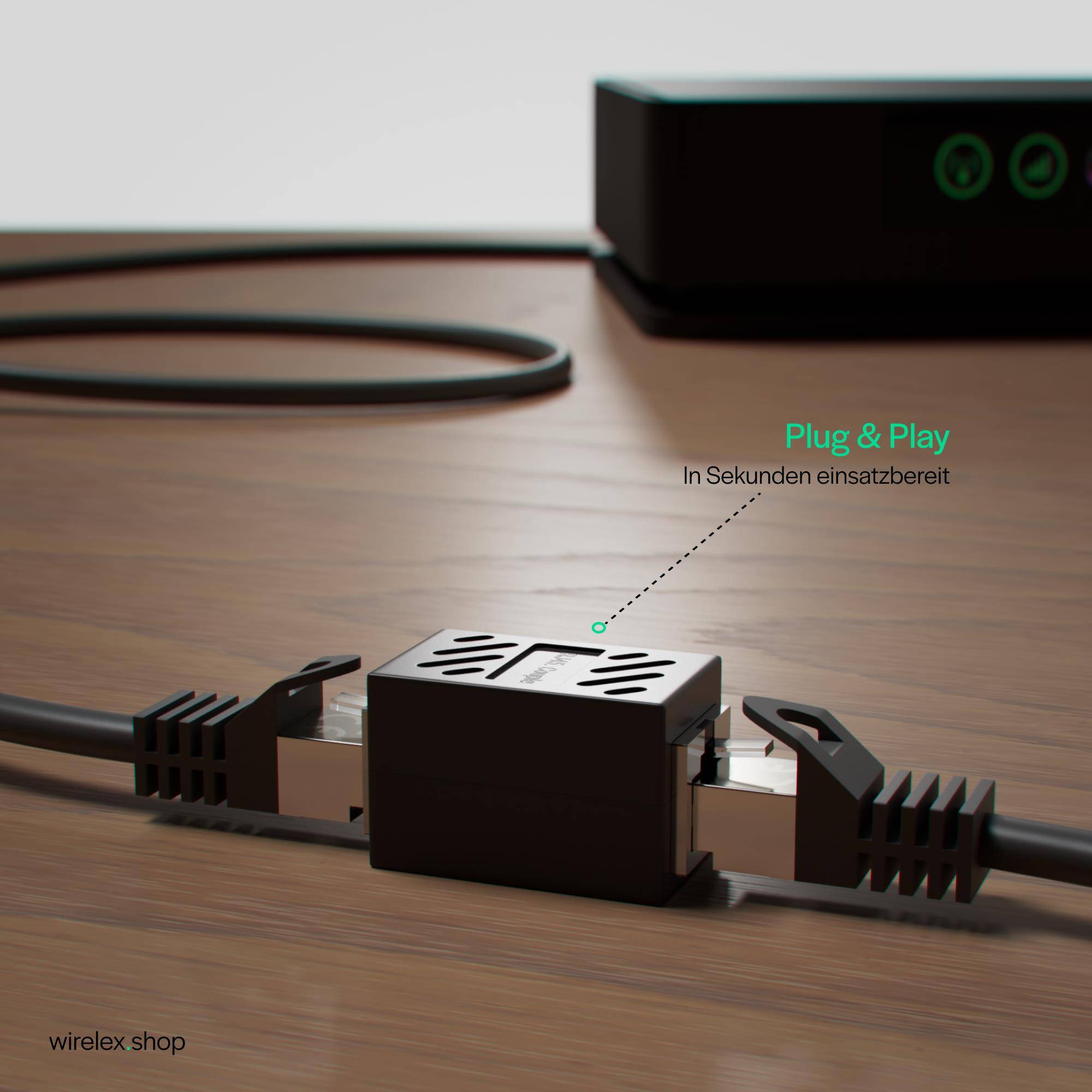 KABELBUDE.EU RJ45-Kabelverbinder CAT 6A RJ45-Buchse auf RJ45-Buchse vollgeschirmt Schwarz-4