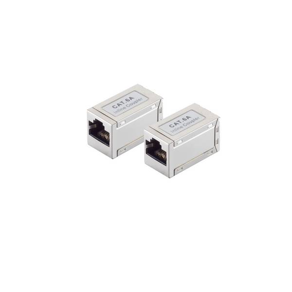 KABELBUDE.EU CAT 6A Kabelverbinder RJ45-Buchse auf RJ45-Buchse STP - Silber 2er-Pack