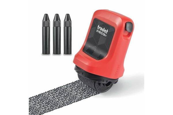 TRODAT ID Protector Tintenroller Inkl. 3 Nachfülltinten Schwarz, Feuerrot, Kissen Schwarz, Rot, 50 mm, 80 mm, 55,2 g