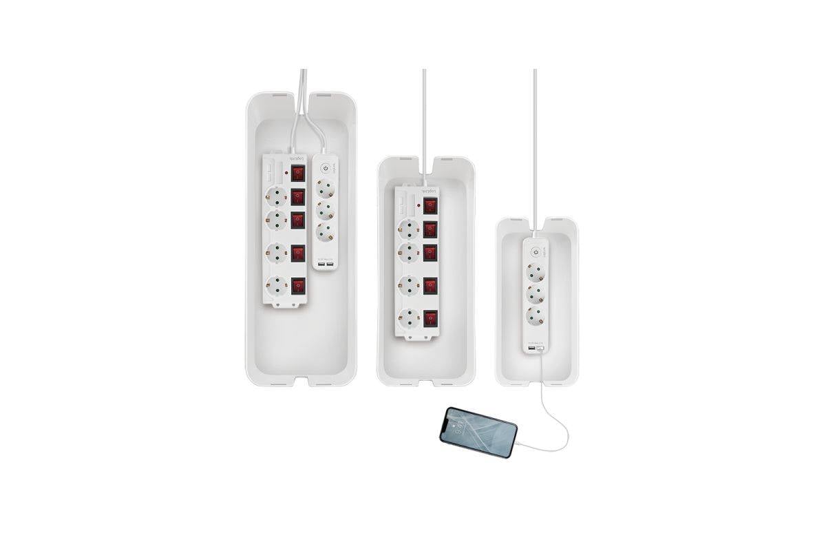 LogiLink Set Kabelmanagement-Box - weiß - Kabelbox-Set - 3 Größen - weiß-4
