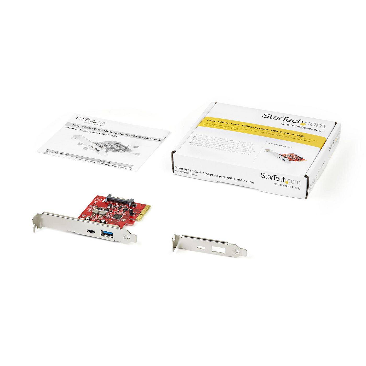 StarTech.com 2-Port 10Gbps USB-A & USB-C PCIe Card, USB 3.1 Gen 2 PCI Express Ty-3