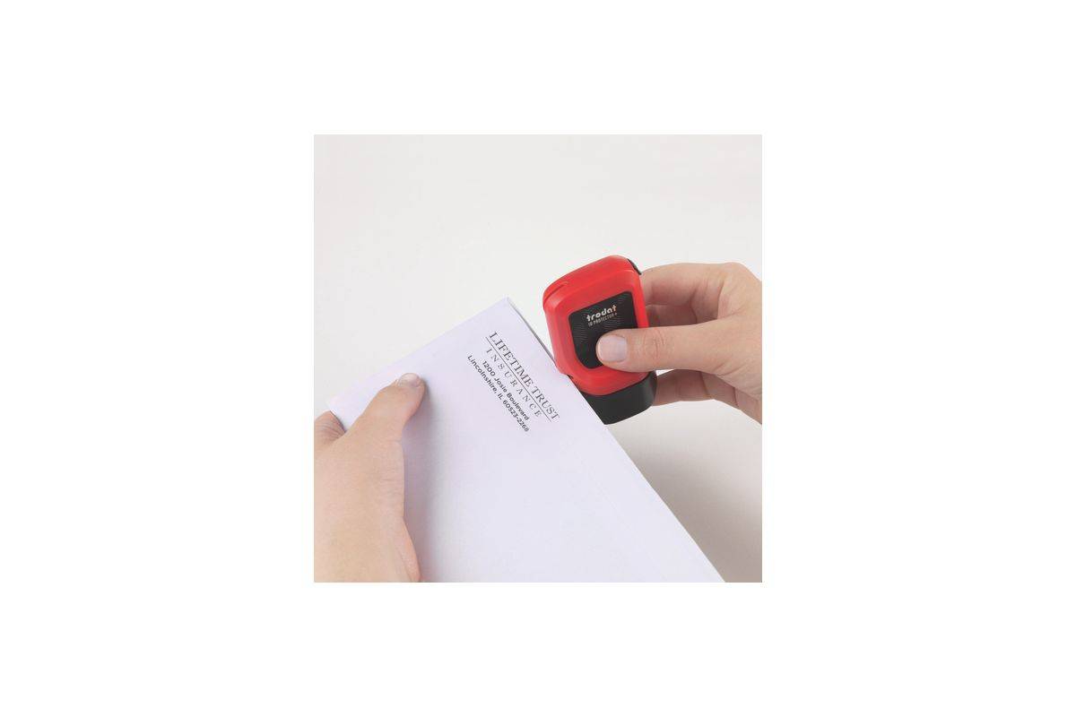 TRODAT ID Protector+ Tintenroller Inkl. Paket-/Brieföffner, Feuerrot, Kissen Schwarz, Rot, 50 mm, 80 mm, 47,6 g-5