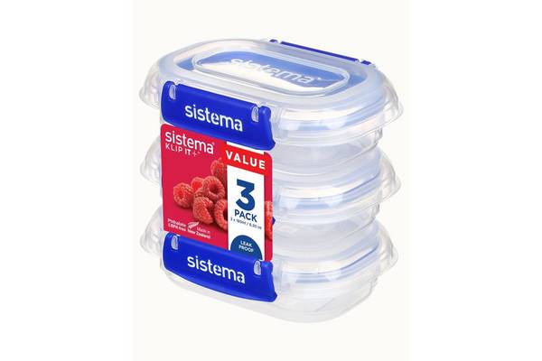 Sistema Plastics Frischhaltedosen Set KLIP IT PLUS 3 x 180 ml blau