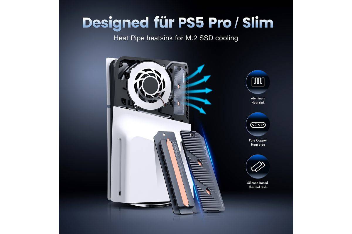 GrauGear Kühlkoerper SSD M.2NVMe PS5 Slim&Pro Speichererweit.-1