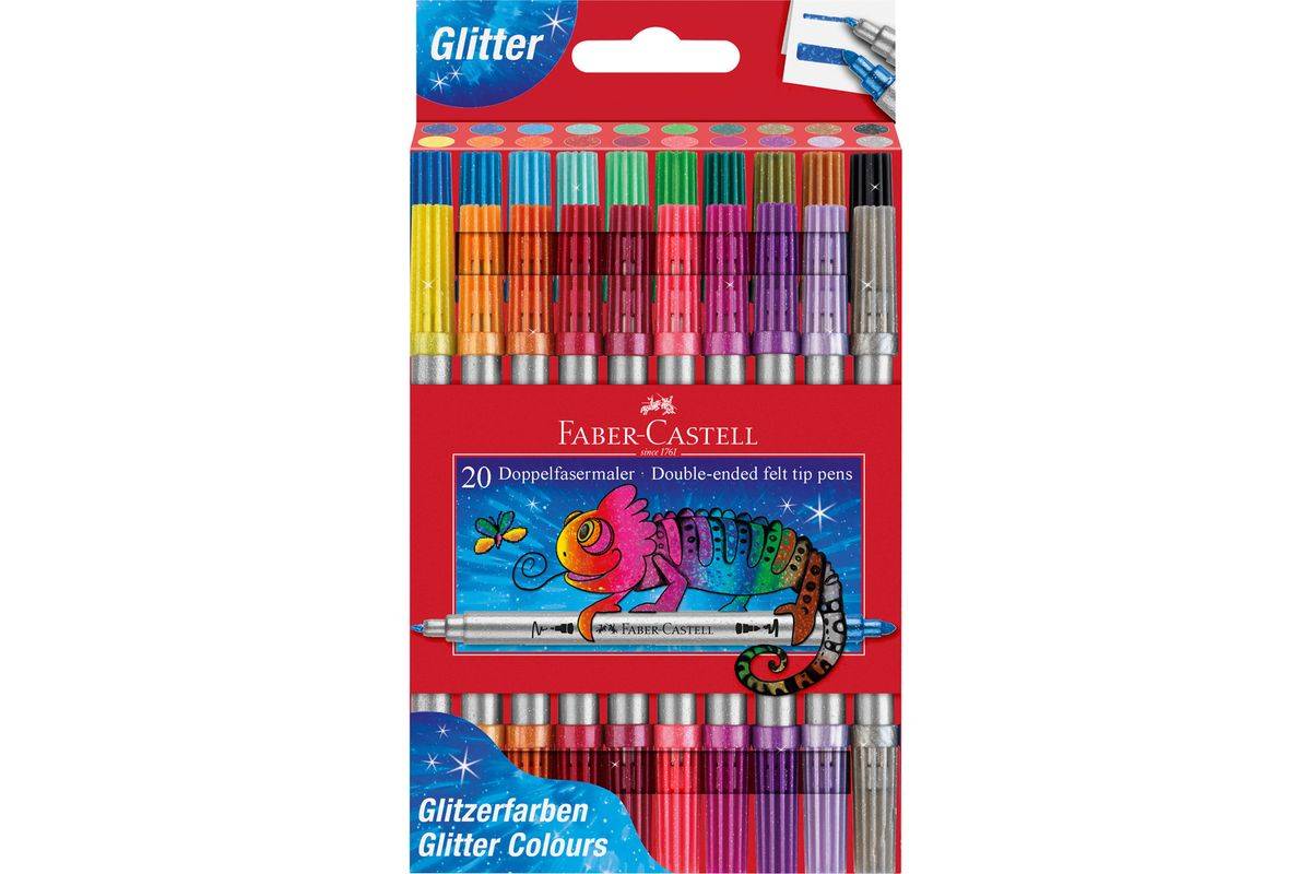 FABER-CASTELL Doppelfasermaler Glitzer 20er Etui Multimedia-Technik Faserschreiber-0