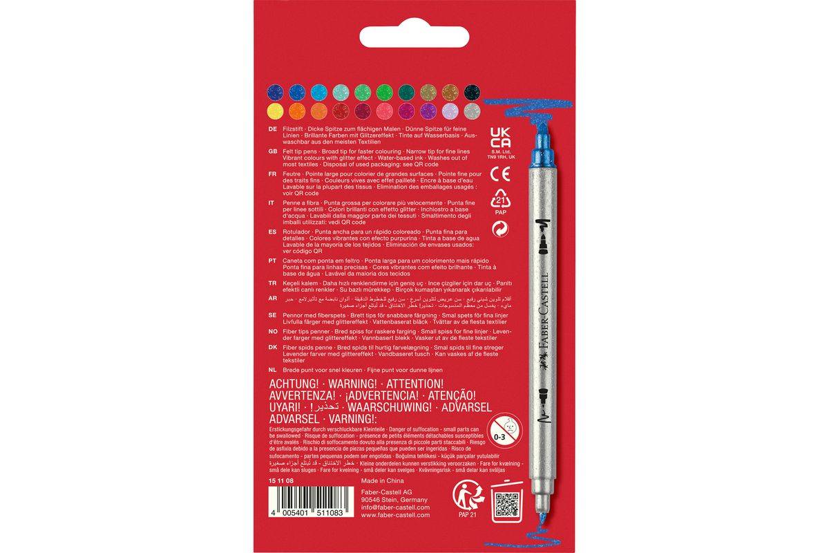 FABER-CASTELL Doppelfasermaler Glitzer 20er Etui Multimedia-Technik Faserschreiber-1