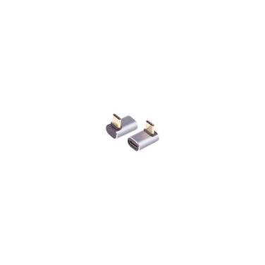 KABELBUDE.EU USB-C-Adapter 90 Grad USB-C-Stecker auf USB-C-Buchse USB 4.0 40 Gbit/s Grau