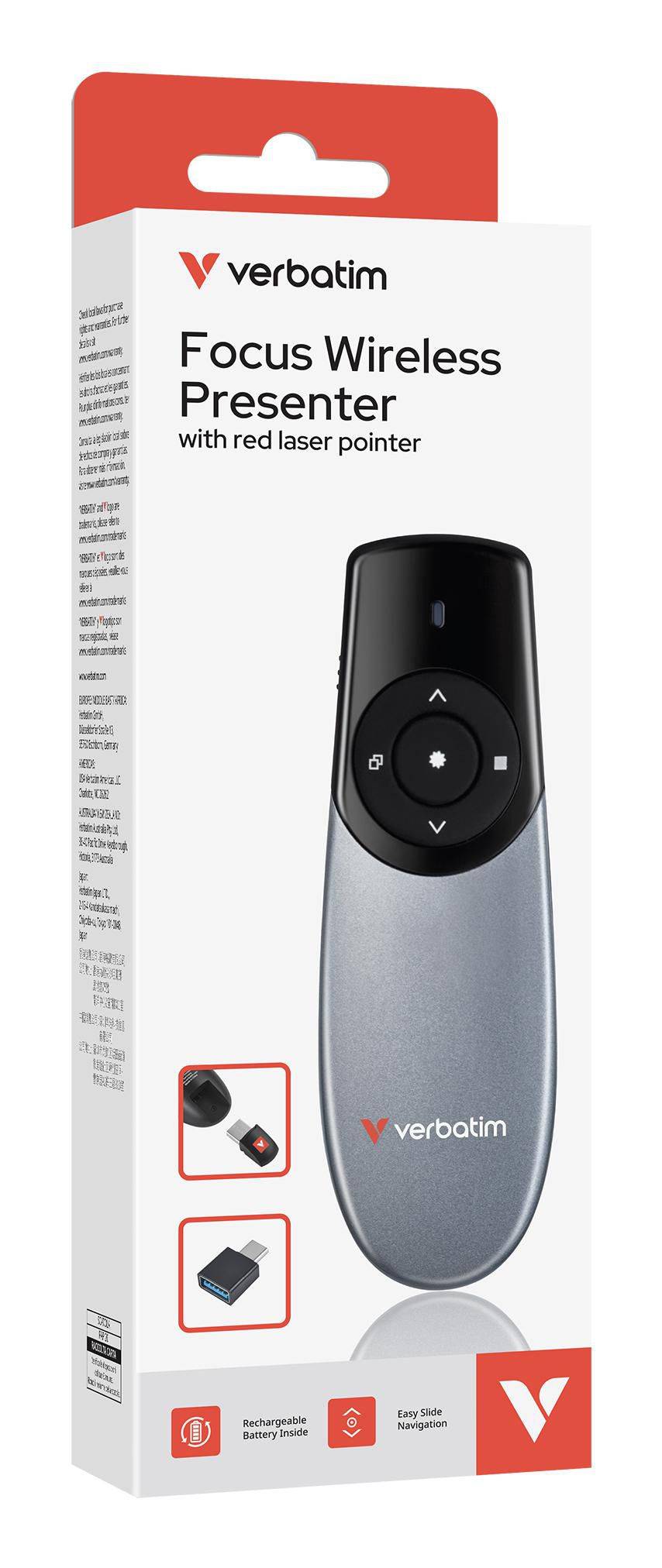 Verbatim 32365 Focus Wireless Presenter mit rotem Laserpointer 32365-4