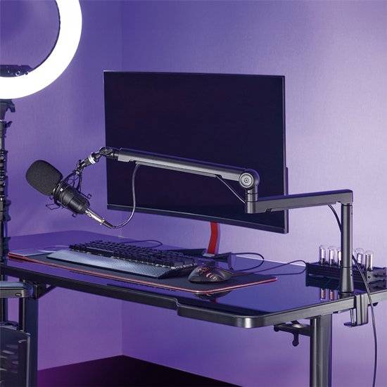 Professional Studio Microphone Boom Arm Stand, aluminum, black Audio & Video Microphones-0