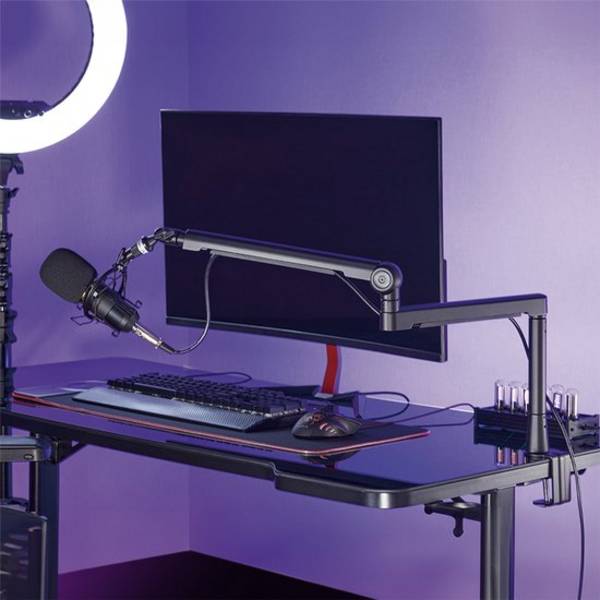 Professional Studio Microphone Boom Arm Stand, aluminum, black Audio & Video Microphones