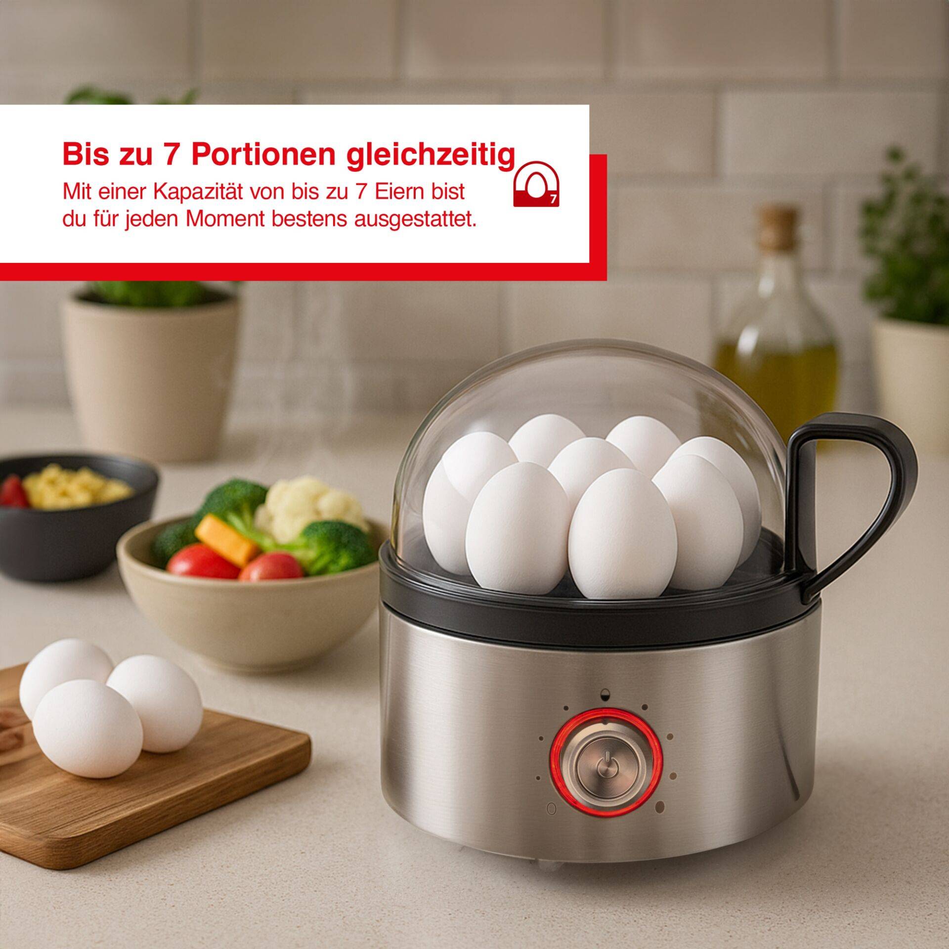 Solis Egg Boiler & More 8272, 7 Eier, Metall, Schwarz, Grau, 400 W, 170 mm, 170 mm-2