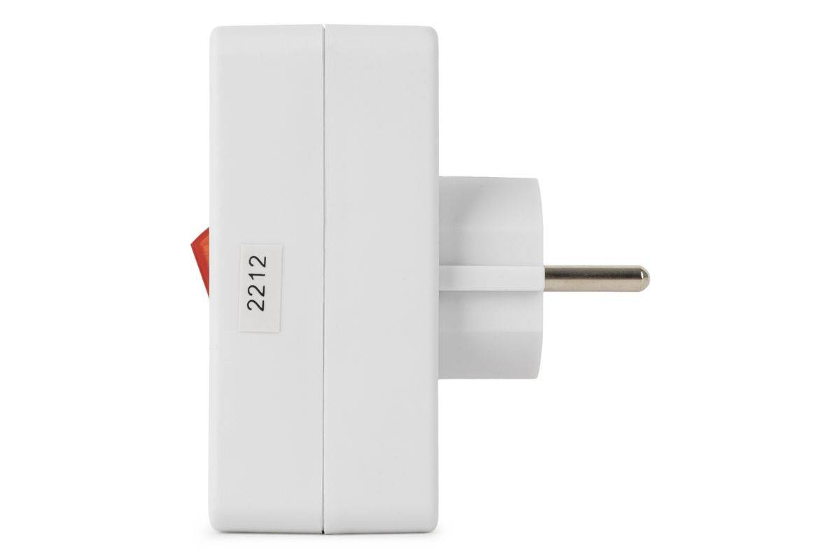 ENTAC Steckdosenadapter 2x Euro 1x Schukon Schalter weiß-2