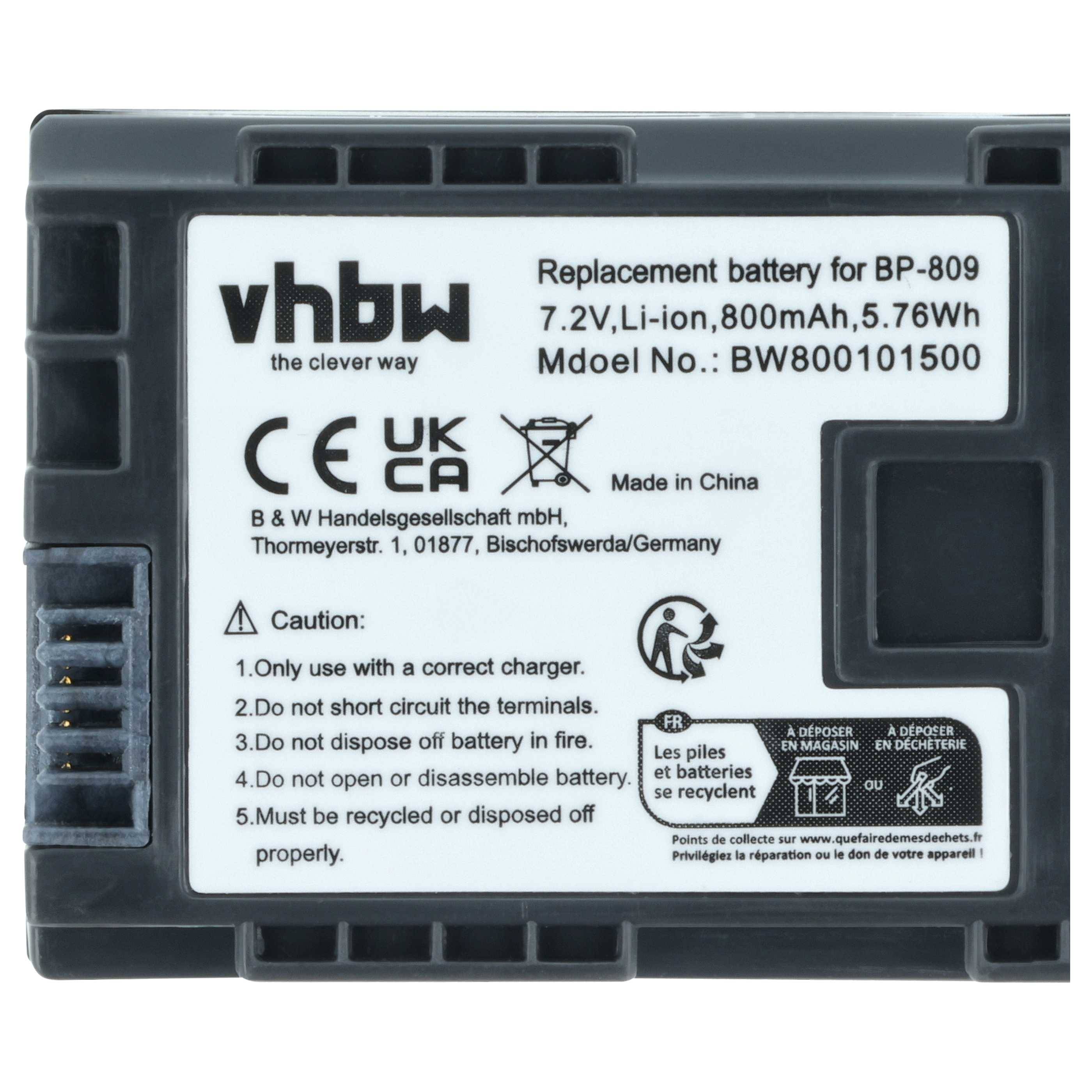 vhbw 2x Akku kompatibel mit Canon Vixia HF200, HF G10, HF21, HF11, HF20 | Videokamera Camcorder (800 mAh, 7,2 V, Li-Ion)-3