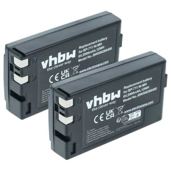 vhbw 2x Akku kompatibel mit Canon VME-70A, VT-LC50, UCS-5, UCS-3 | Videokamera Camcorder (2000 mAh, 6 V, NiMH)