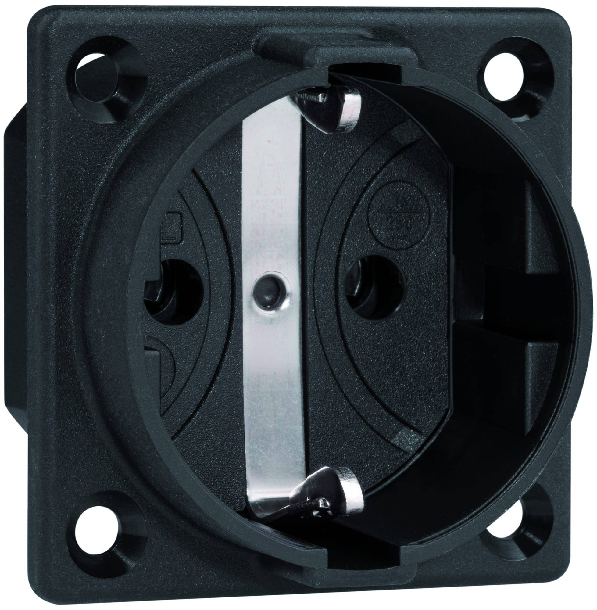 ABL SCHUKOClassic Thermoplast 1661300 Einbausteckdose schwarz-0