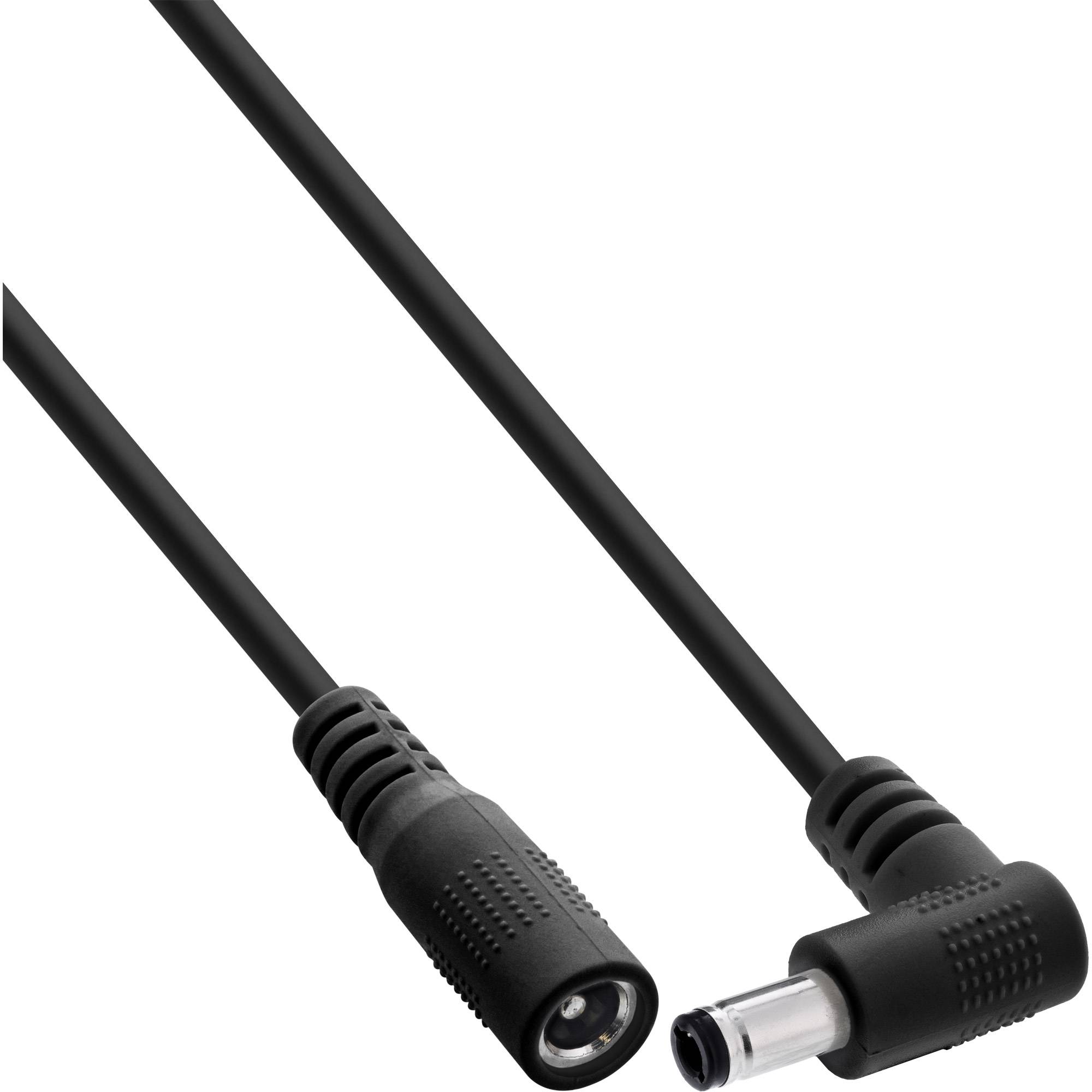 InLine® DC Verlängerungskabel, Winkelstecker, 5,5 x 2,1 mm, schwarz, 1 m-0