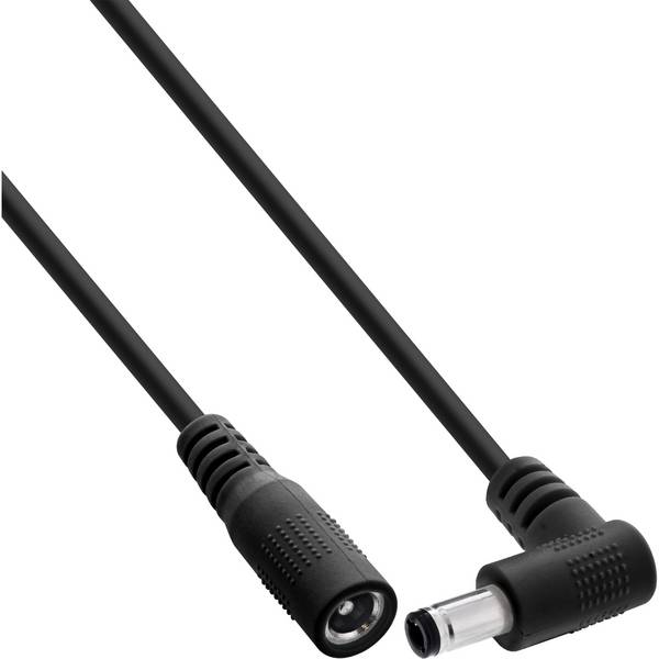 InLine® DC Verlängerungskabel, Winkelstecker, 5,5 x 2,1 mm, schwarz, 1 m