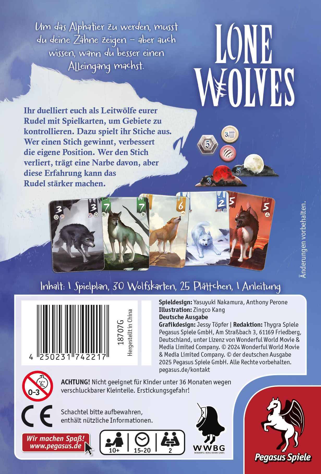 Pegasus Spiele Pegasus Lone Wolves, Kartenspiel, 10 Jahr(e), 15 min, 20 min-2