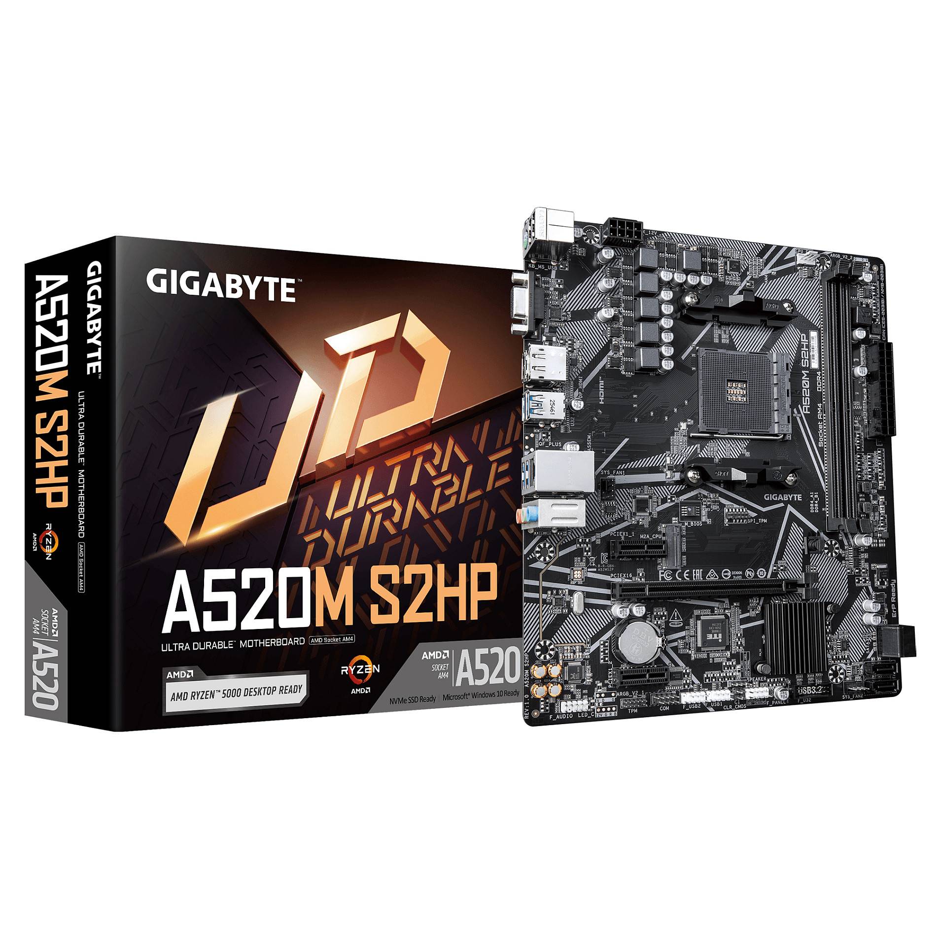 Gigabyte A520M S2HP uATX AM4 A520 - Mainboard - AMD Sockel AM4 (Ryzen)-0