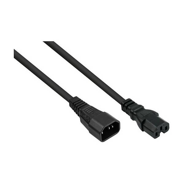 kabelmeister® Kaltgeräte-Warmgeräte-Verbindungskabel C14 (gerade) an C15 (gerade), schwarz, 1,00mm², 0,5m