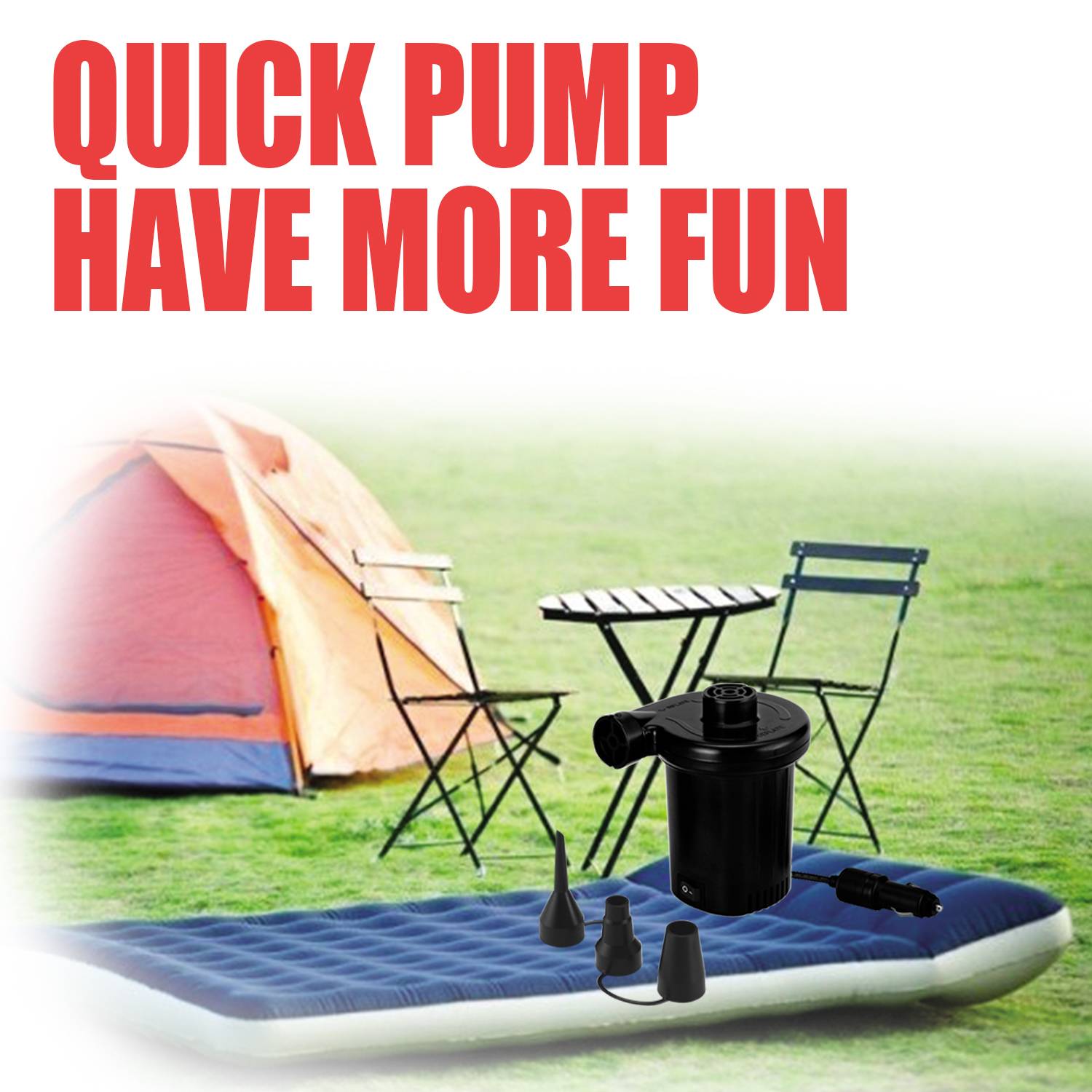 XPOWER AP-115 12-V-Gleichstrom-Luftpumpe für aufblasbare Campingbetten, Matratzen und Pools-4