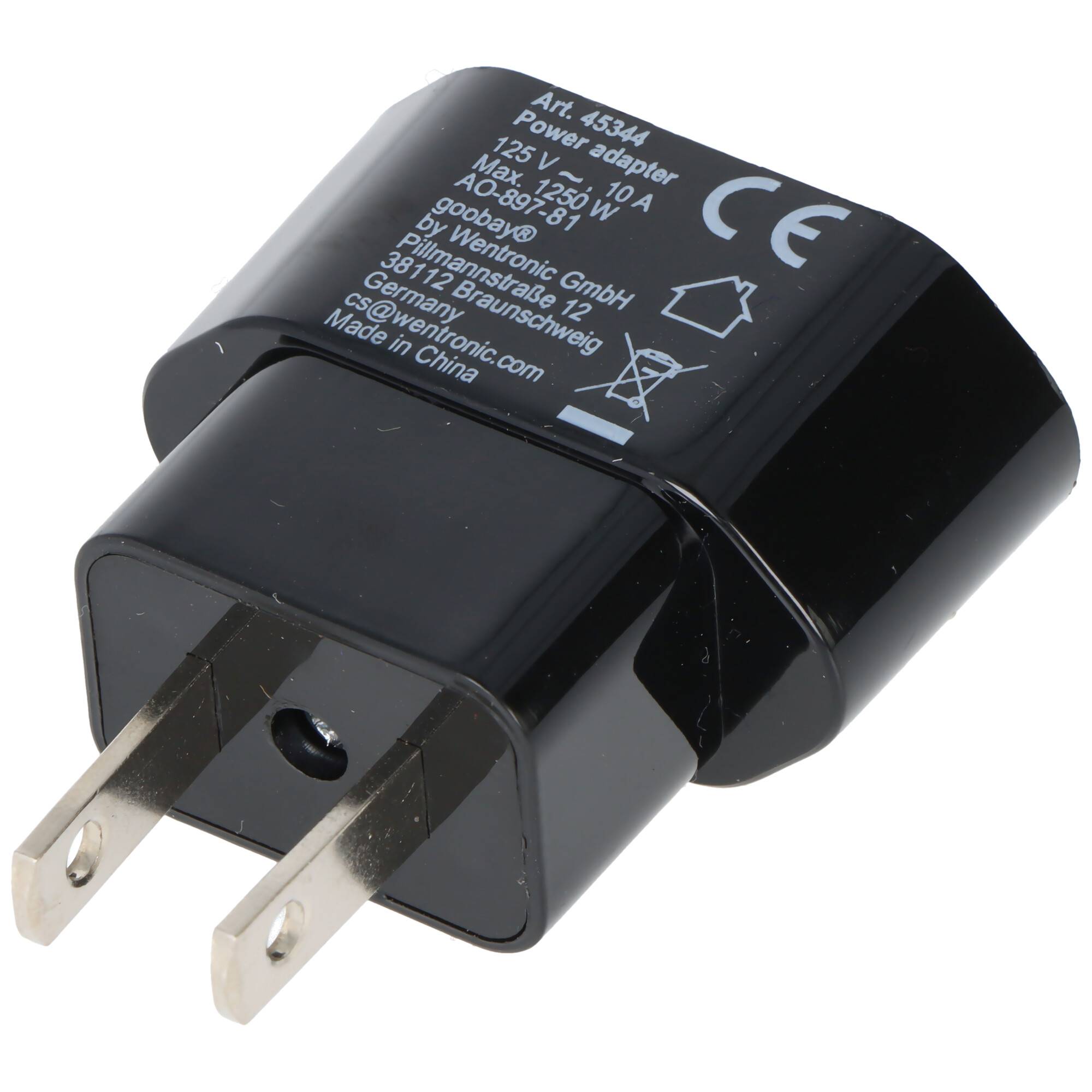 Goobay Netzadapter US/Japan, Schwarz Eurostecker (Typ C, CEE 7/16) > US-/Japan-Stecker (Typ A, NEMA 1-15, 2-polig)-1