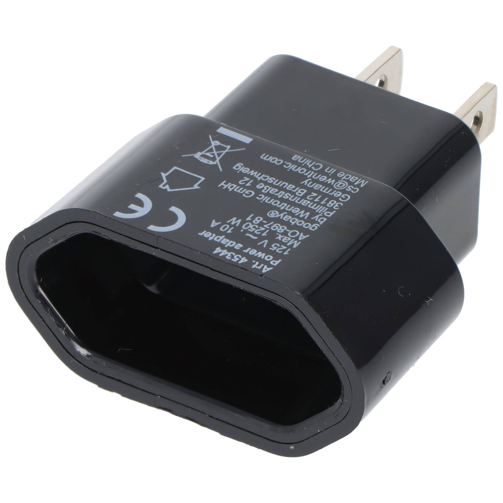 Goobay Netzadapter US/Japan, Schwarz Eurostecker (Typ C, CEE 7/16) > US-/Japan-Stecker (Typ A, NEMA 1-15, 2-polig)-2