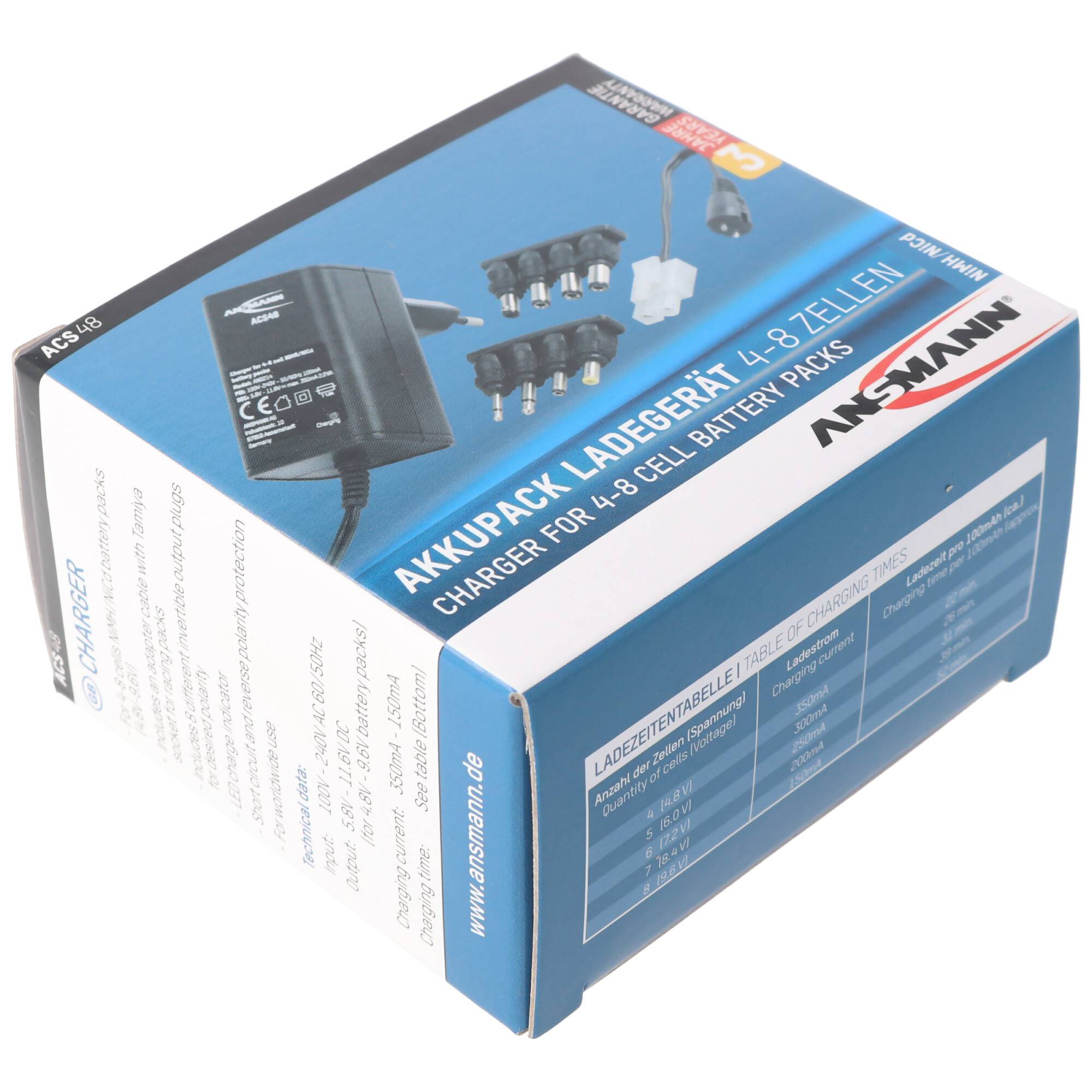 Ansmann Ladegerät ACS48 1001-0024 für 4,8 - 9,6 Volt Akkupacks-0