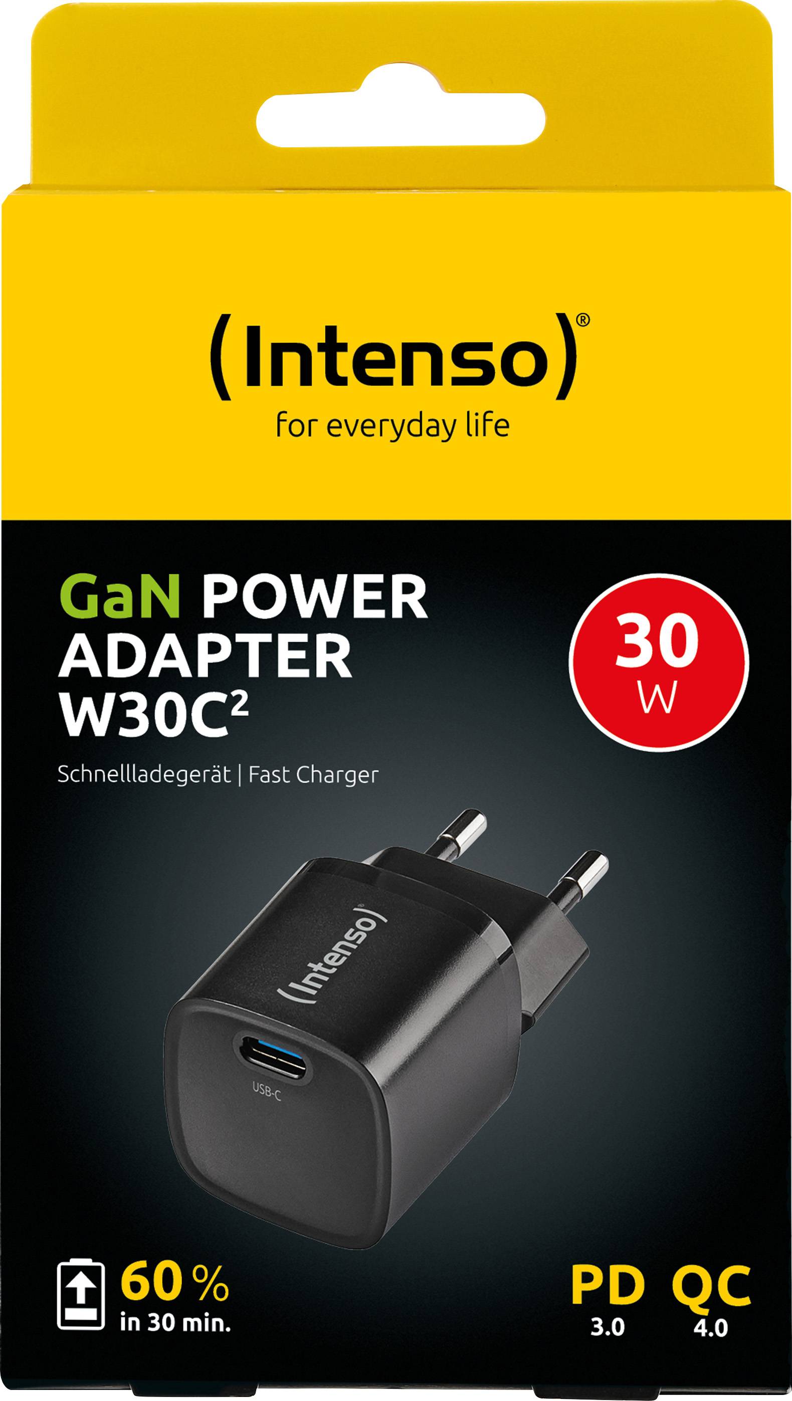 Intenso Ladeadapter „W30C² GaN“ – 30 W USB-C Power Delivery, Schwarz (Retail-Blister)-0