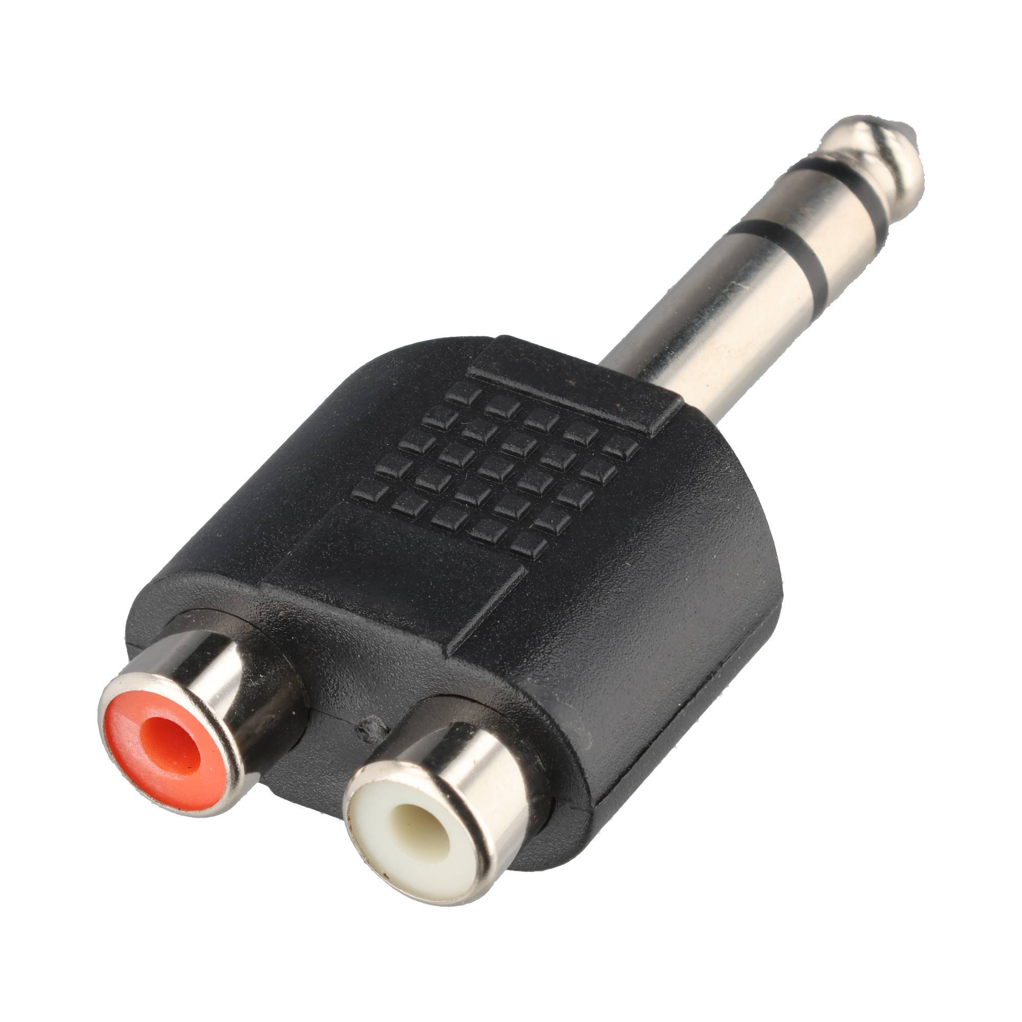 Goobay Cinch Adapter, stereo Buchse zu AUX Klinke 6,35 mm Stecker 1x 6,35-mm-Klinkenstecker (3-polig, stereo) > 2x Cinch-3
