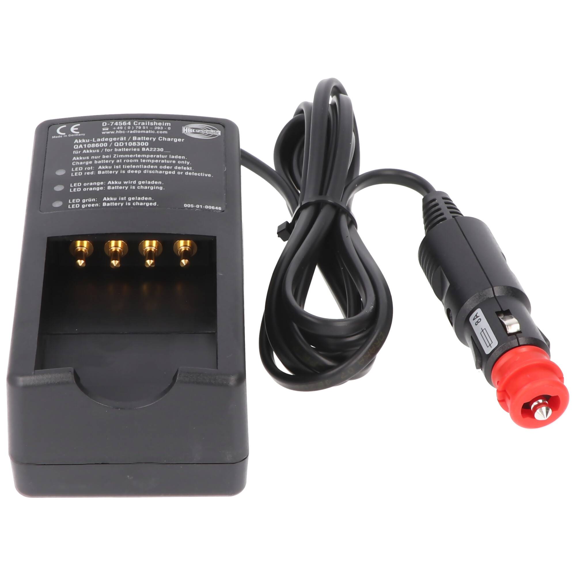 Original-Ladegerät HBC QD108300 passend für HBC BA22300, mit 12 Volt Stecker-1