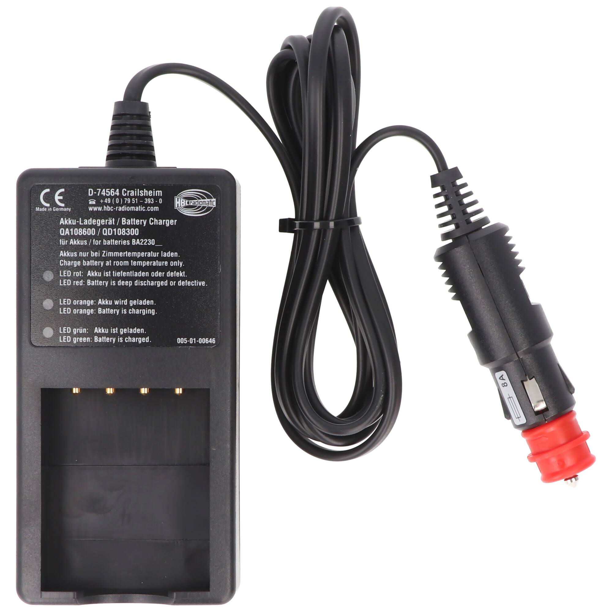 Original-Ladegerät HBC QD108300 passend für HBC BA22300, mit 12 Volt Stecker-2