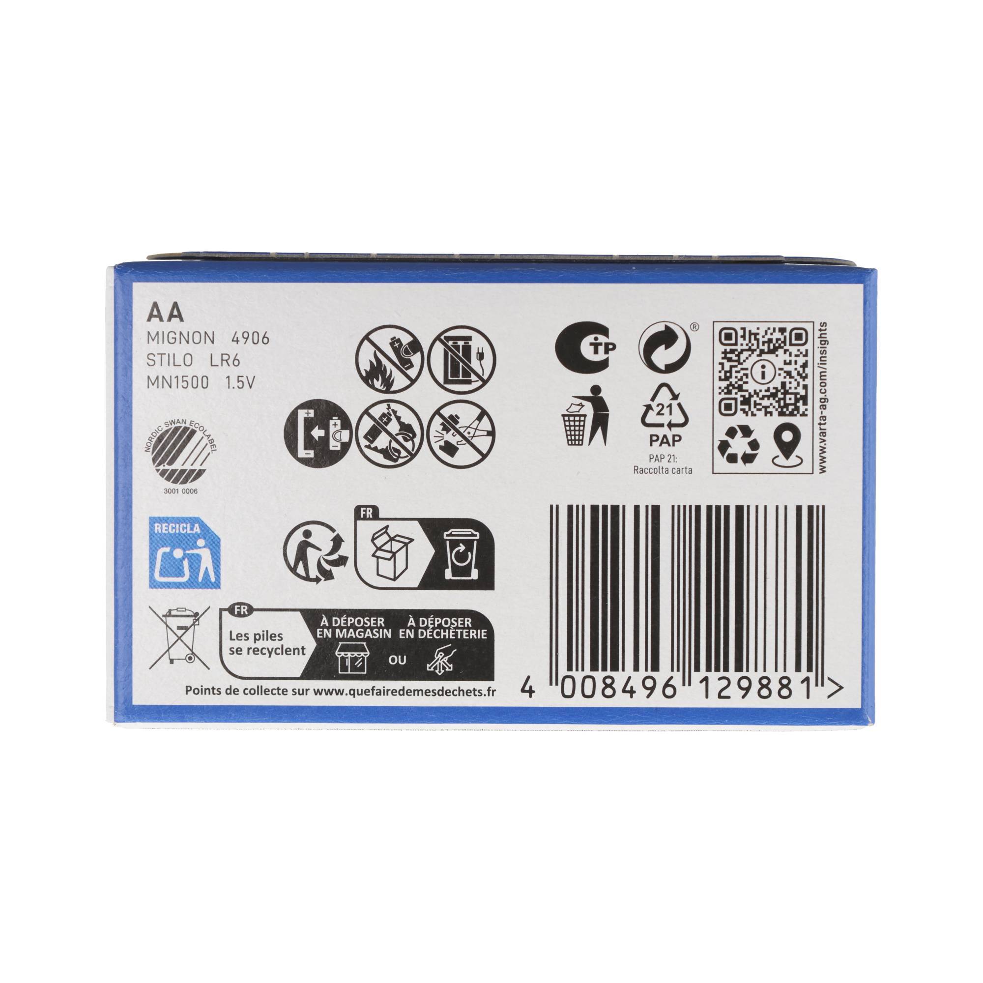 Varta Batterie Alkaline, Mignon, AA, LR06, 1,5V Longlife Power, Cube, Retail Box (12-Pack)-1