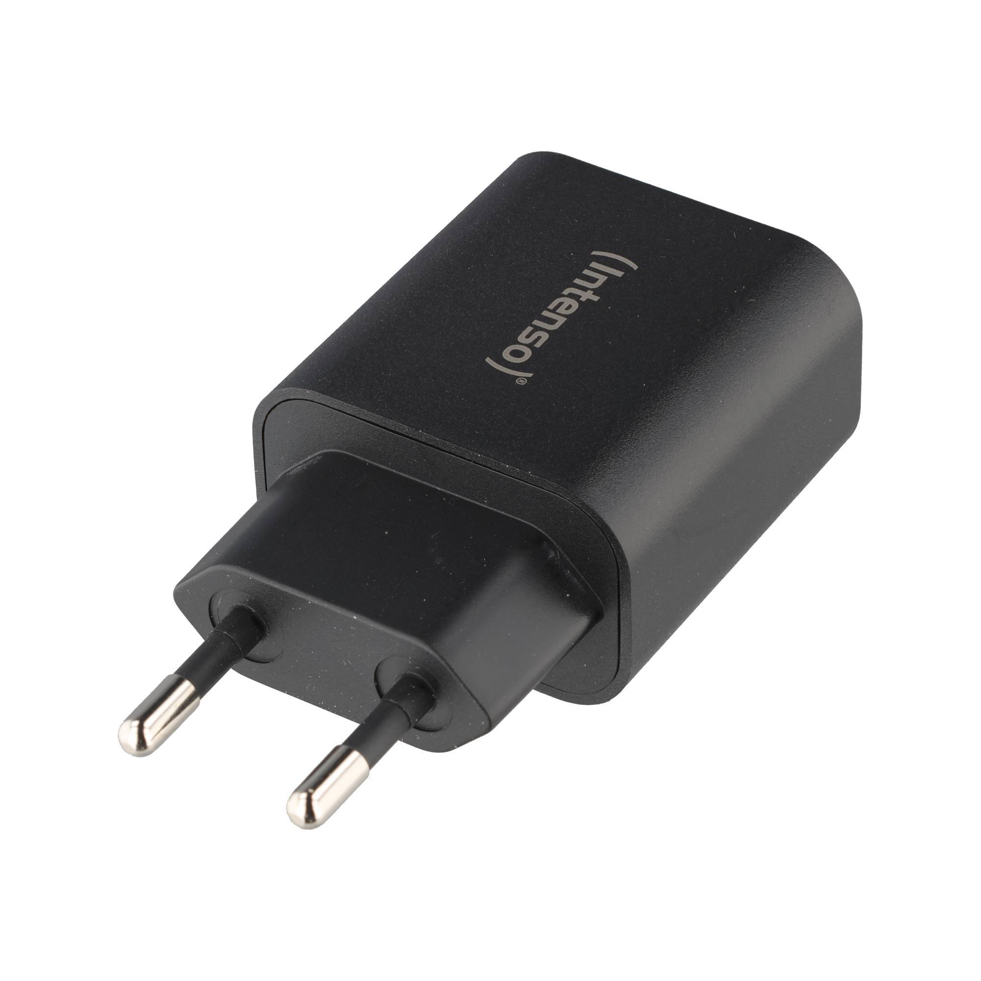 Intenso Ladeadapter „W30AC“ – 30 W USB-C Power Delivery + USB-A Quick Charge, Schwarz (Retail-Blister)-1
