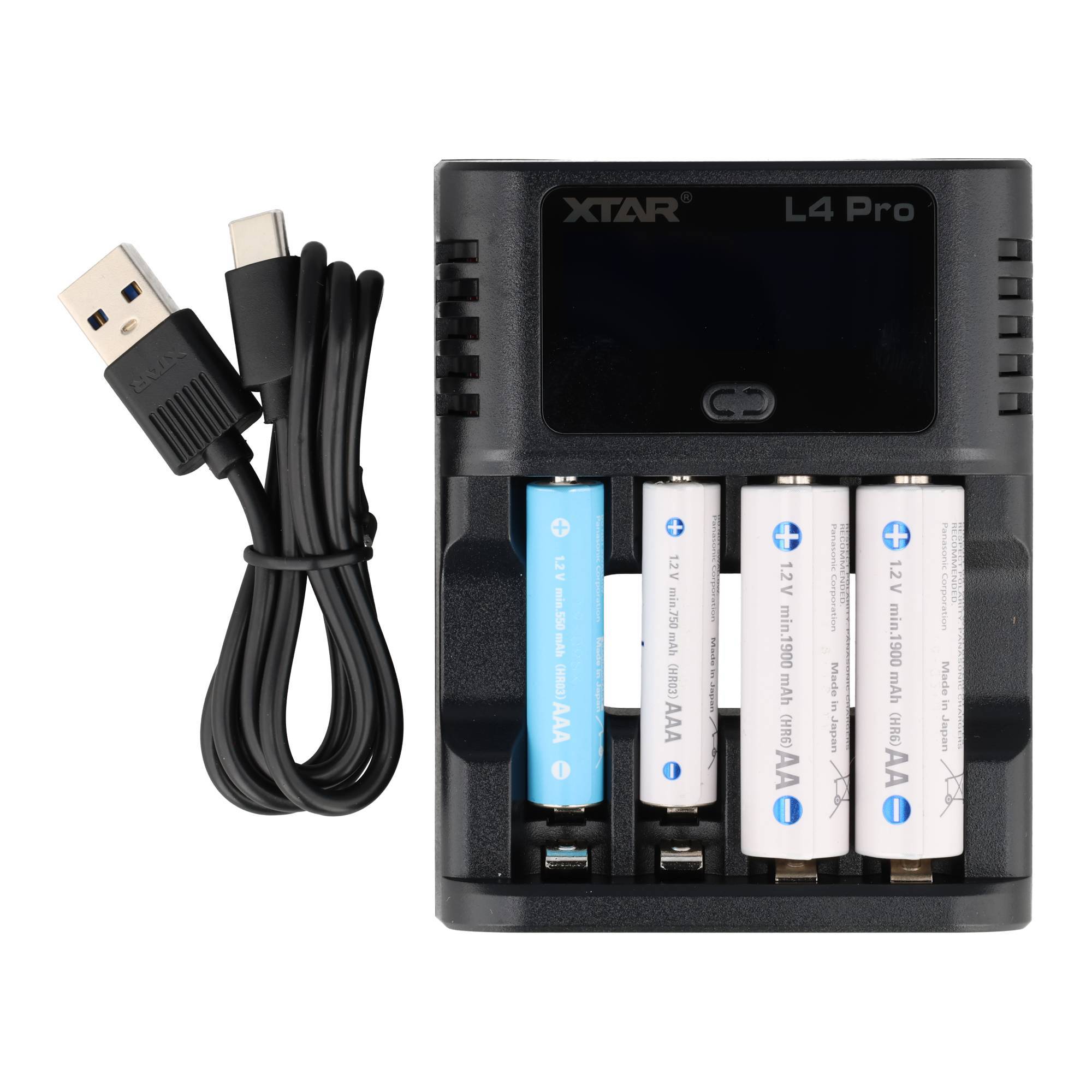 XTAR L4 Pro Akku Ladegerät – für Li-Ion 1,5V & NiMH/NiCd 1,2V AA/AAA Akkus, lädt Ihre Akkus präzise & sicher!-3