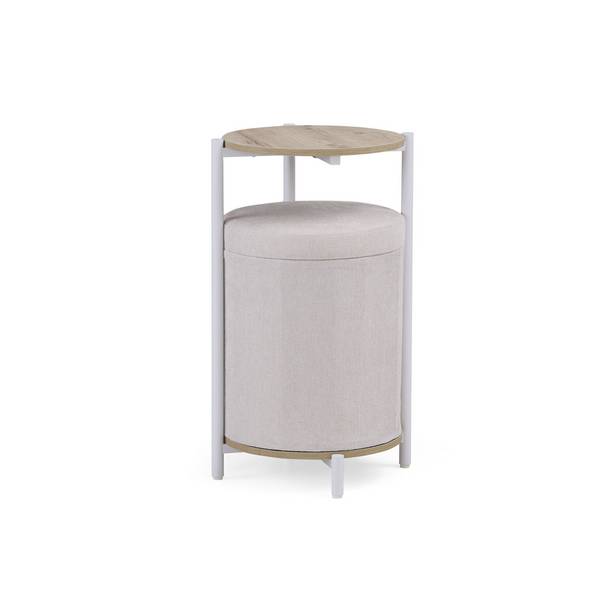 Couchtisch inkl. 2 Sitzhocker mit Stauraum Nestup 1 weiß eiche hjh LIVING