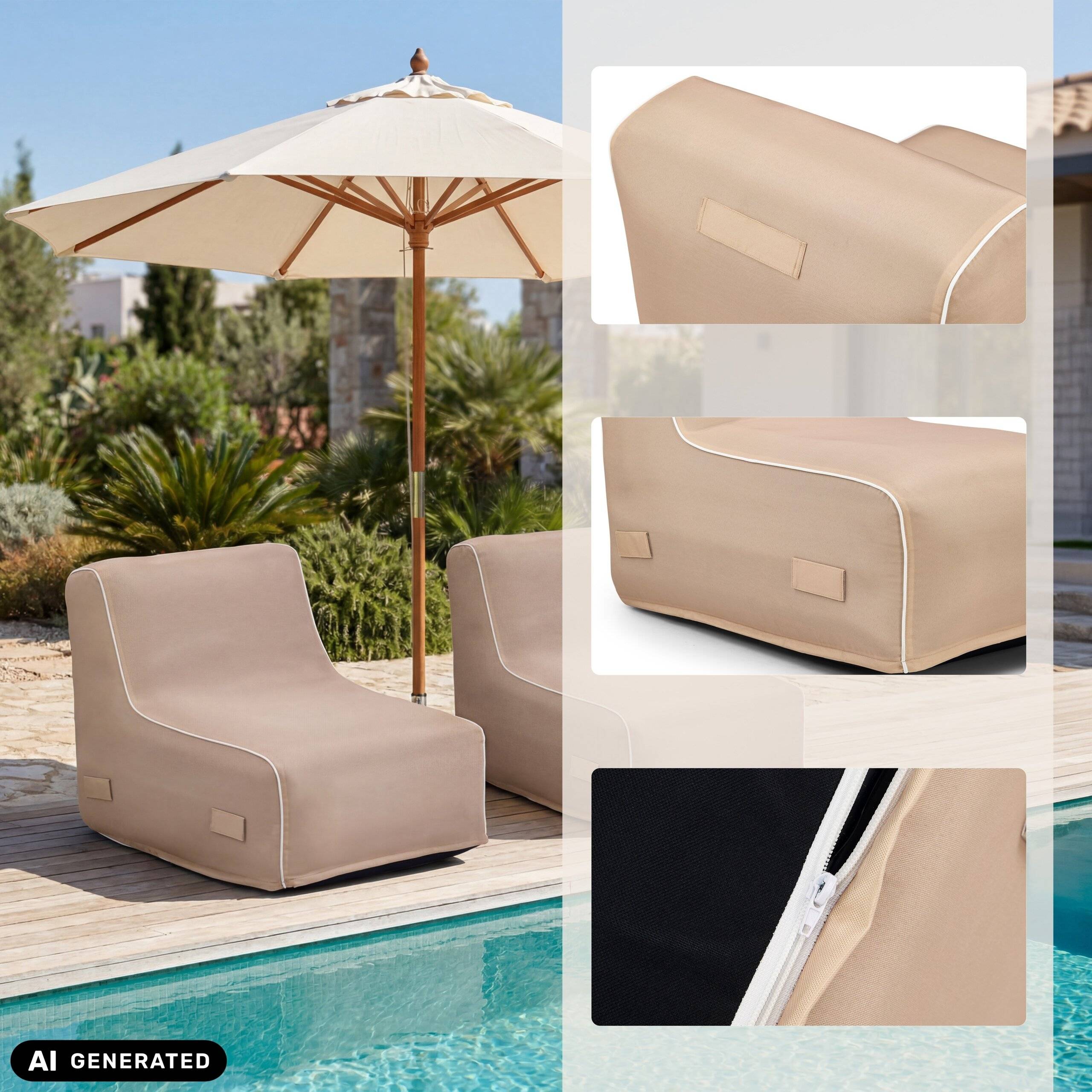 Luftsessel Sitzsack Sitzolo Air inkl. Fußpumpe beige hjh LIVING-4
