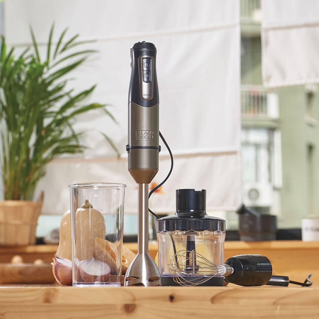 Black & Decker BXHBA1200E, Pürierstab, 1200 W, Schwarz, Transparent-6