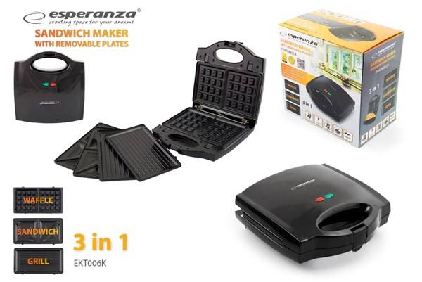 PORTABELLA Toast Machine vaffelbager Grill Black-4
