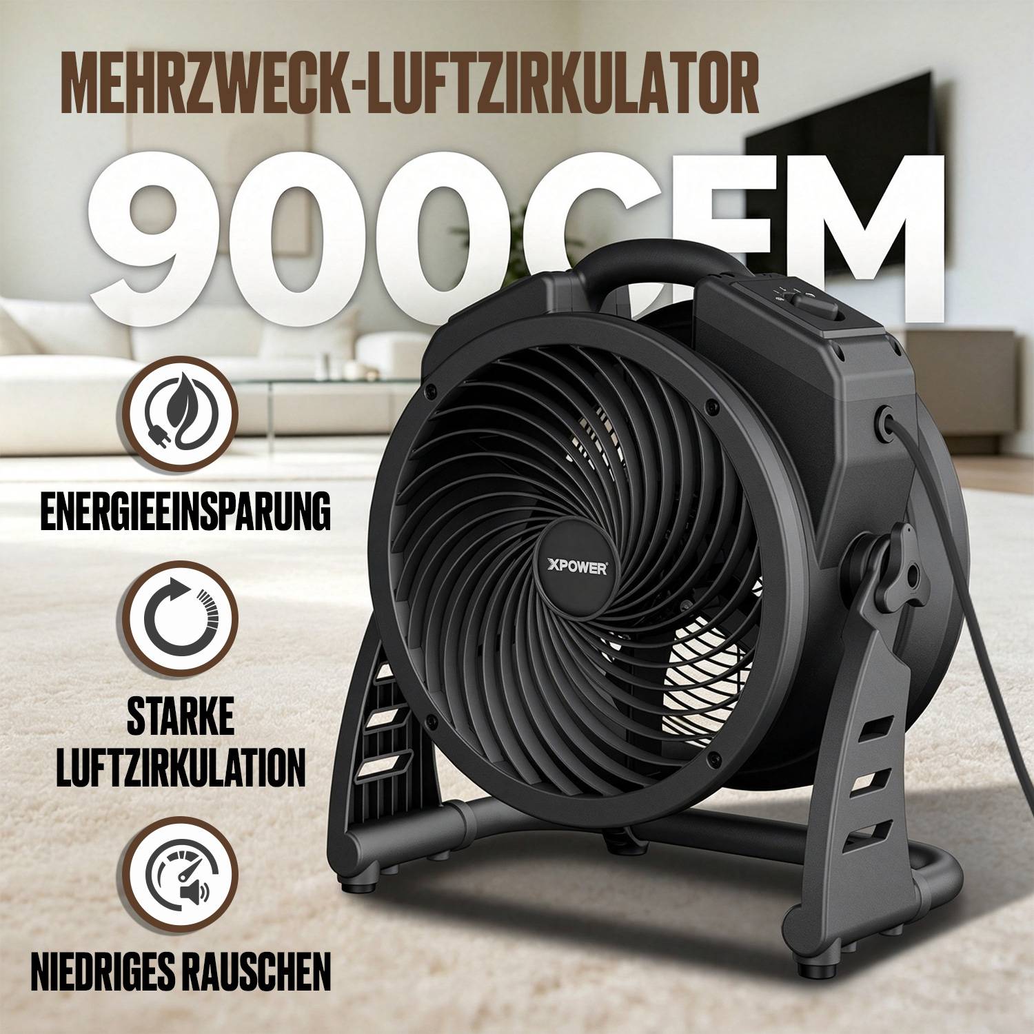 XPOWER FC-100 11" 900 CFM KOMPAKTER MEHRZWECK-LUFTZIRKULATOR-1