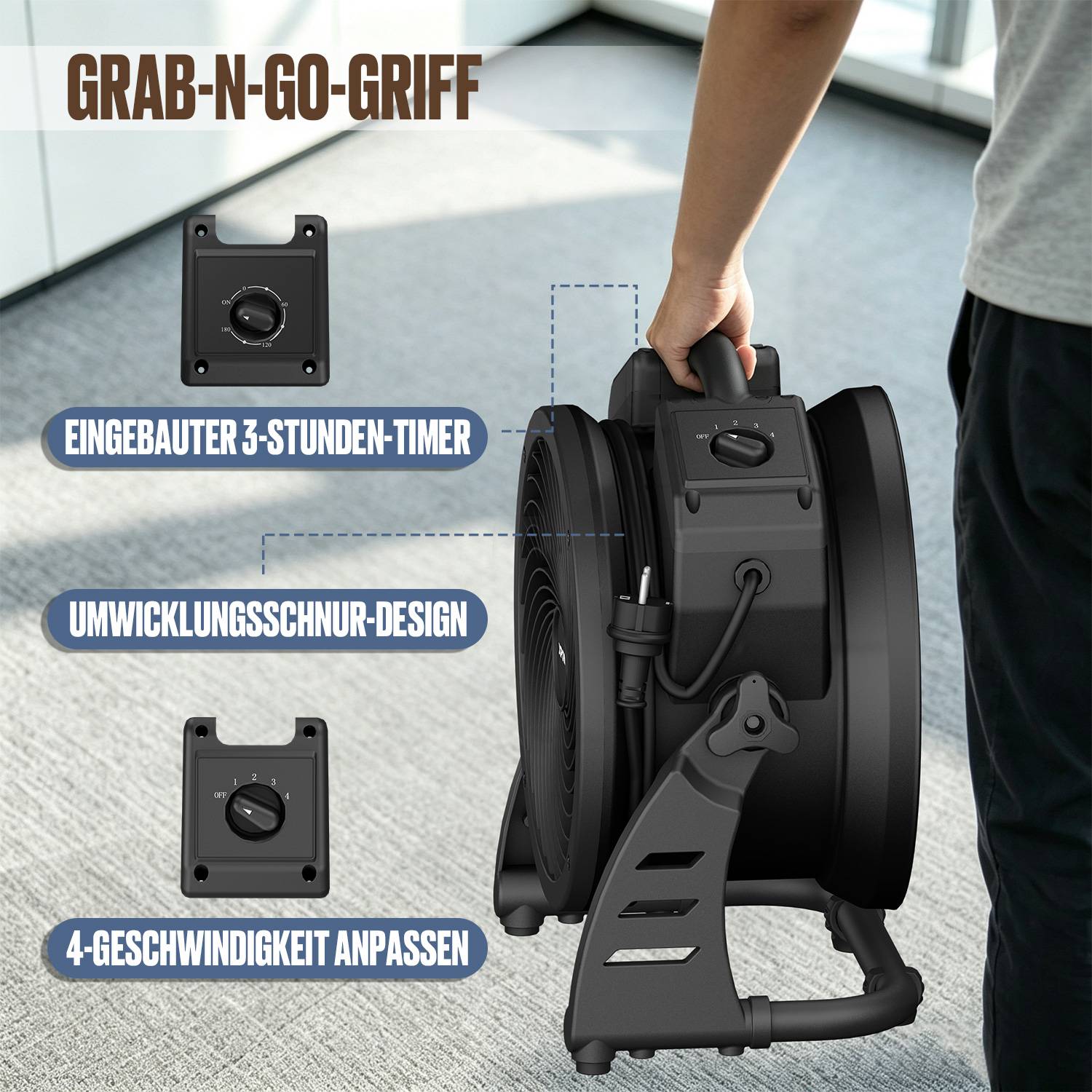 XPOWER FC-100 11" 900 CFM KOMPAKTER MEHRZWECK-LUFTZIRKULATOR-4