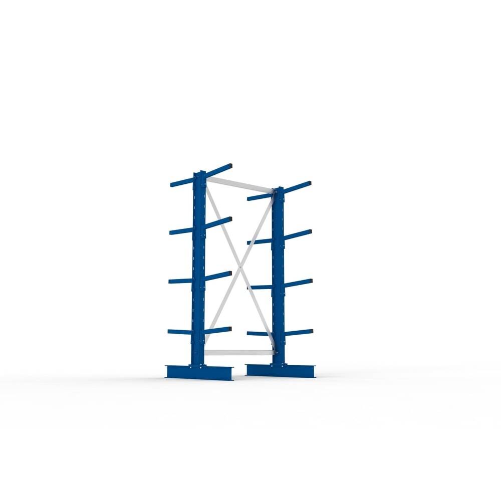 Kragarmregal L Grundfeld B1000xT2x400xH2000 mm doppelseitig RAL 5010 2x4 Arme Traglast 220kg - Artikel: 7830425748-2