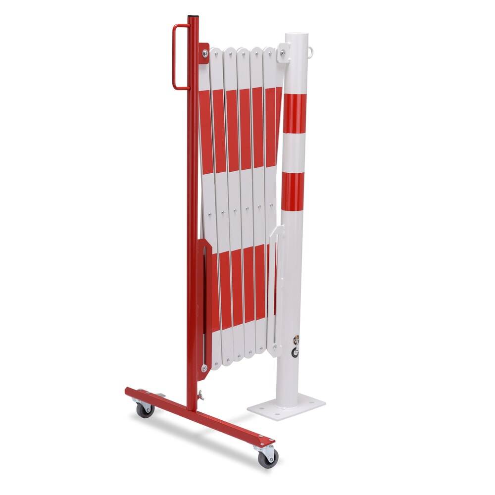 Sperrpfosten L4000xH1000mm m.Scherengitter z.Aufschr.rot/weiß D.60mm-3