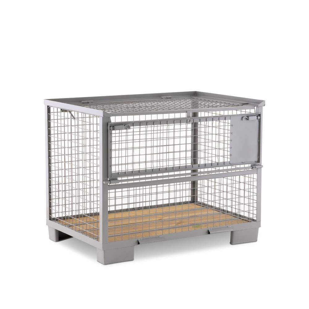 HEMMDAL Euro-Gitterbox mit halb abklappbarer Längswand und Deckel-0