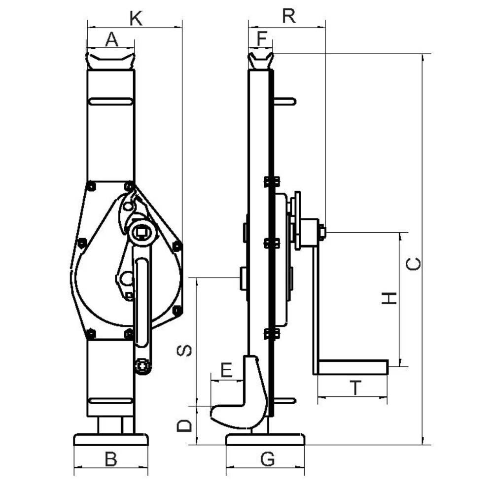 McBULL® Stahlwinde (feste Hubklaue), Tragkraft 10.000 kg, Hubhöhe 390-1